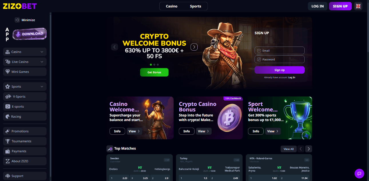 Zizobet desktop screenshot 1
